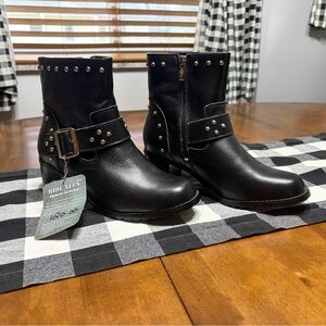 Studded Black Heeled Boots